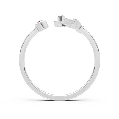 Dainty Initial Letter Birthstone Open Ring – K