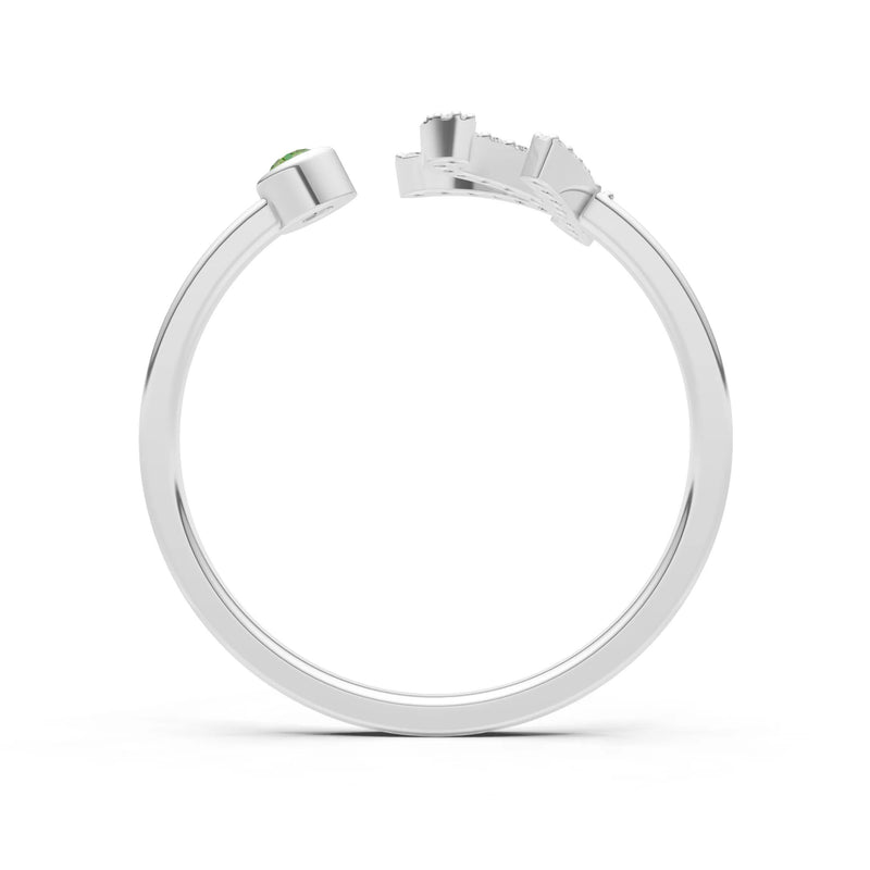 Peridot Dainty Initial Letter Birthstone Open Ring – K