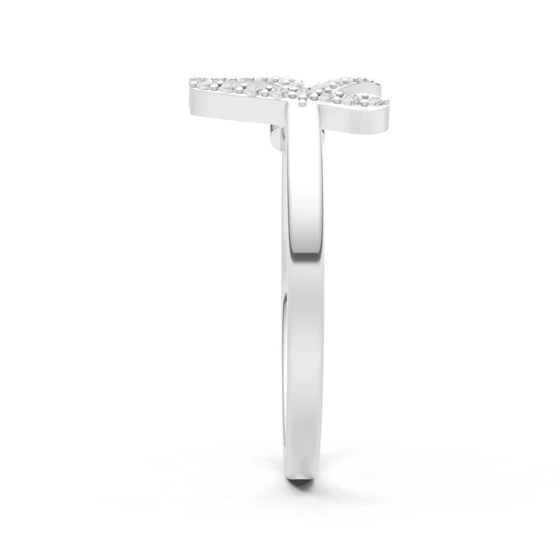 Dainty Initial Letter Birthstone Open Ring – K