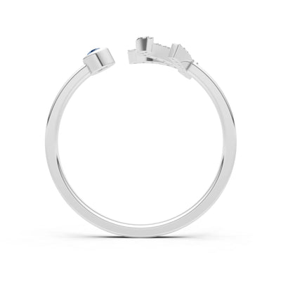 Dainty Initial Letter Birthstone Open Ring – K