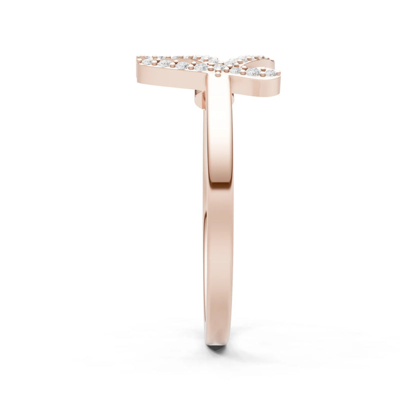 Dainty Initial Letter Birthstone Open Ring – K