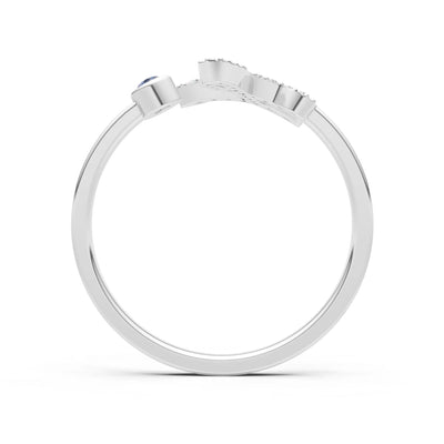 Blue Sapphire Dainty Initial Letter Birthstone Open Ring – L