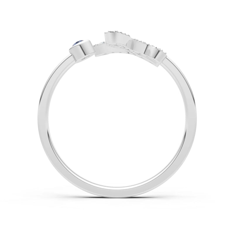 Blue Sapphire Dainty Initial Letter Birthstone Open Ring – L