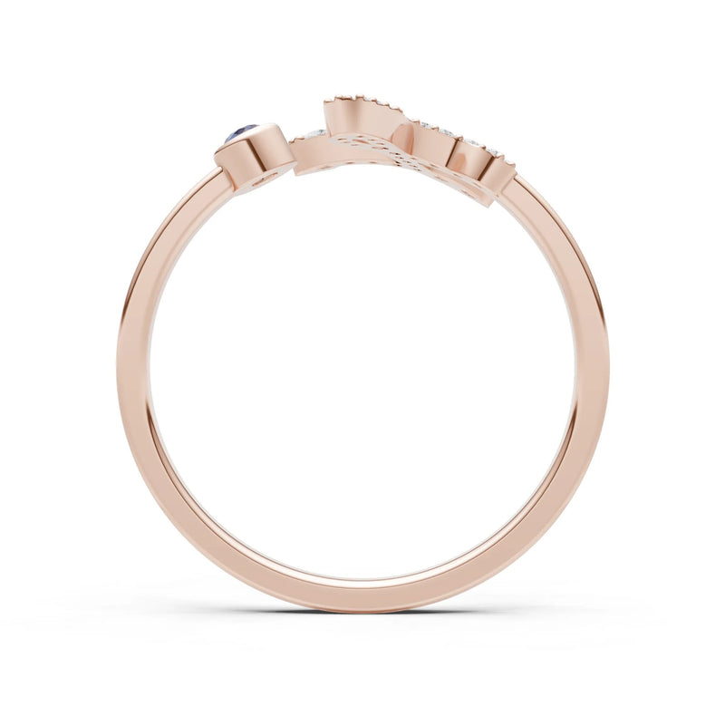 Dainty Initial Letter Birthstone Open Ring – L