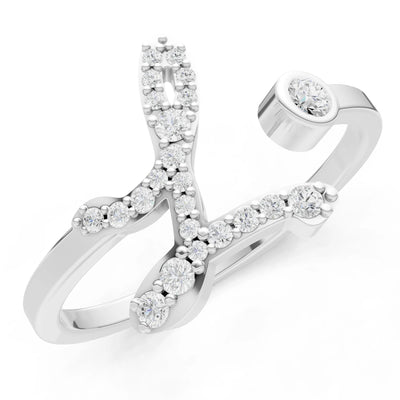Dainty Initial Letter Birthstone Open Ring – L