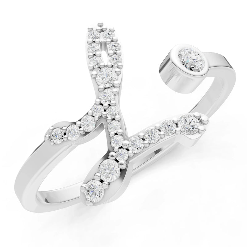 Dainty Initial Letter Birthstone Open Ring – L