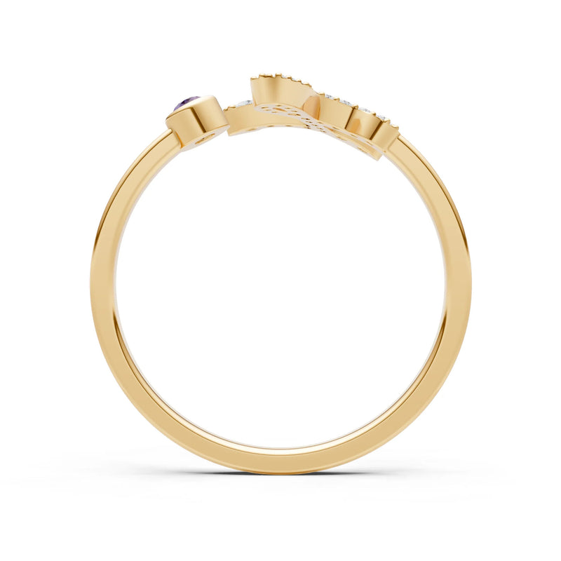 Dainty Initial Letter Birthstone Open Ring – L