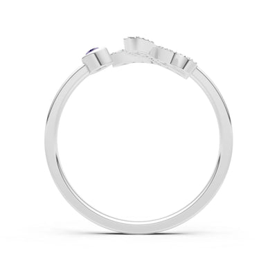Dainty Initial Letter Birthstone Open Ring – L