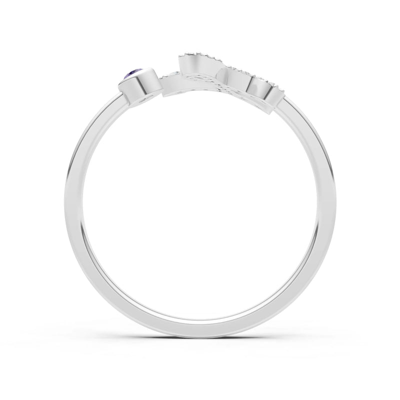 Dainty Initial Letter Birthstone Open Ring – L