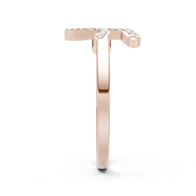 Dainty Initial Letter Birthstone Open Ring – L