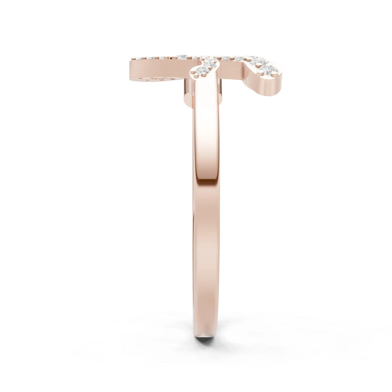 Dainty Initial Letter Birthstone Open Ring – L