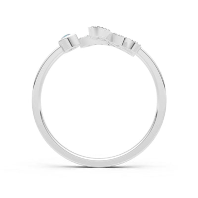 Dainty Initial Letter Birthstone Open Ring – L