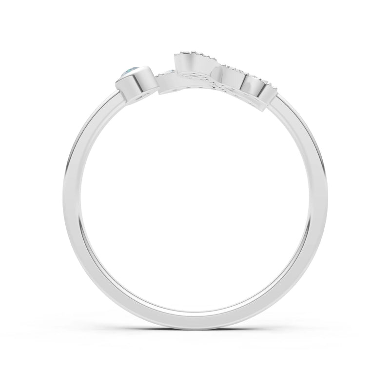 Dainty Initial Letter Birthstone Open Ring – L