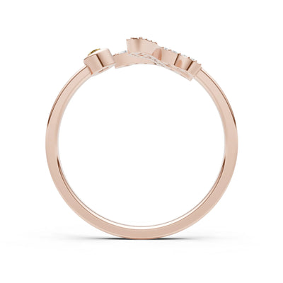 Dainty Initial Letter Birthstone Open Ring – L