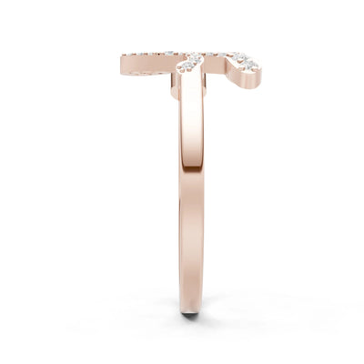 Dainty Initial Letter Birthstone Open Ring – L