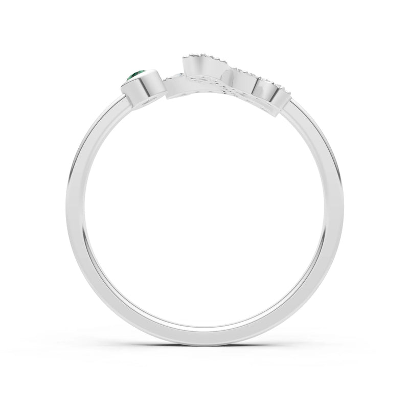 Dainty Initial Letter Birthstone Open Ring – L