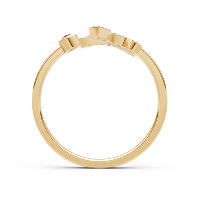 Dainty Initial Letter Birthstone Open Ring – L