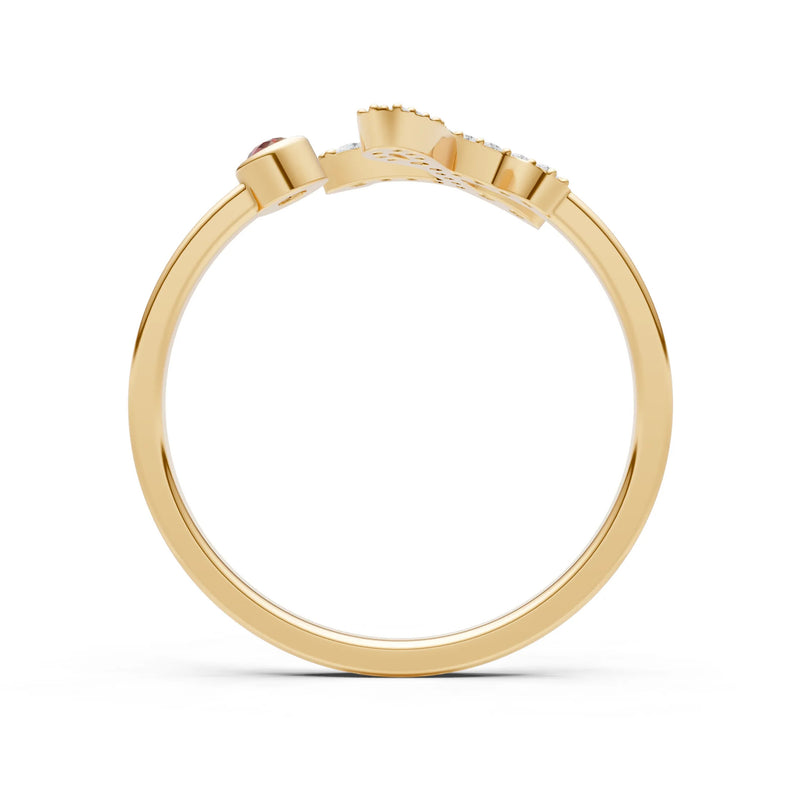 Dainty Initial Letter Birthstone Open Ring – L