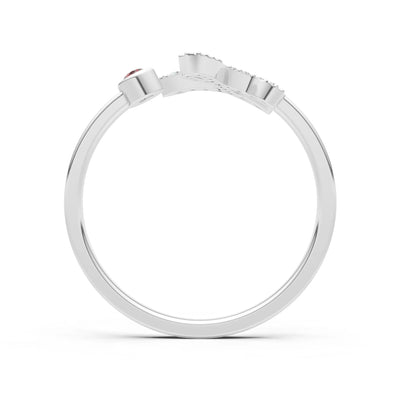Dainty Initial Letter Birthstone Open Ring – L
