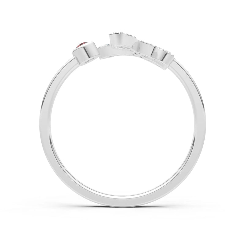 Dainty Initial Letter Birthstone Open Ring – L