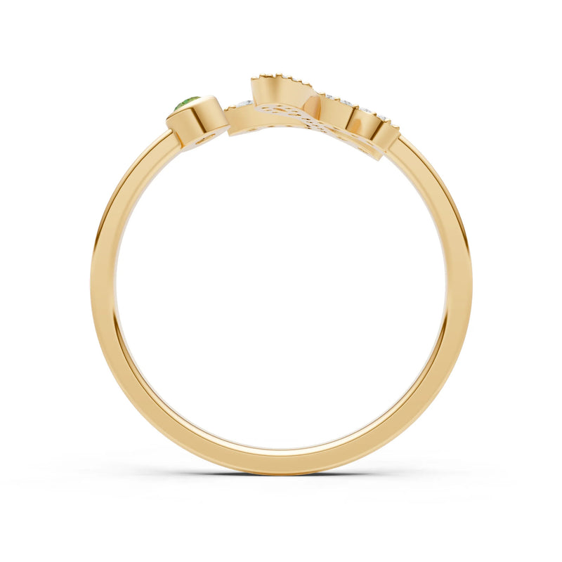 Dainty Initial Letter Birthstone Open Ring – L