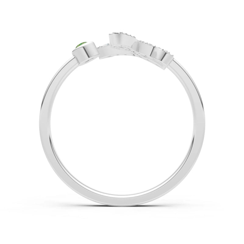 Dainty Initial Letter Birthstone Open Ring – L