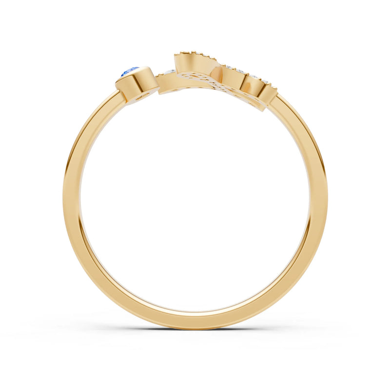 Dainty Initial Letter Birthstone Open Ring – L