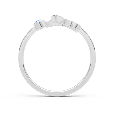 Swiss Blue Topaz Dainty Initial Letter Birthstone Open Ring – L