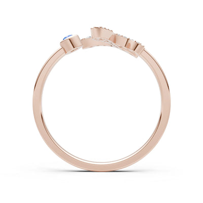 Dainty Initial Letter Birthstone Open Ring – L