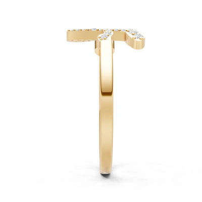 London Blue Topaz Dainty Initial Letter Birthstone Open Ring – L