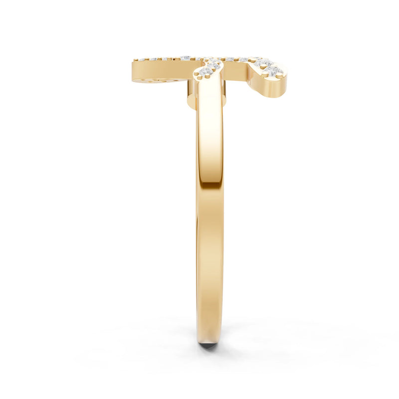 London Blue Topaz Dainty Initial Letter Birthstone Open Ring – L