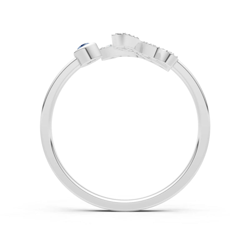 London Blue Topaz Dainty Initial Letter Birthstone Open Ring – L