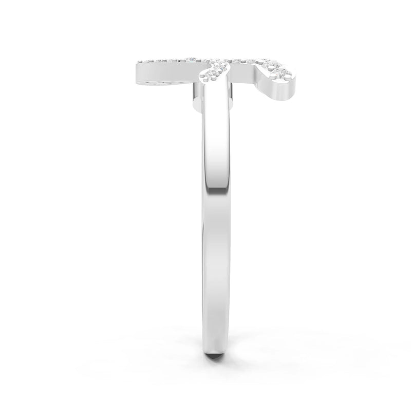 London Blue Topaz Dainty Initial Letter Birthstone Open Ring – L