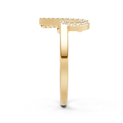 Dainty Initial Letter Birthstone Open Ring – M