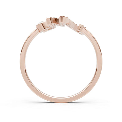 Dainty Initial Letter Birthstone Open Ring – M