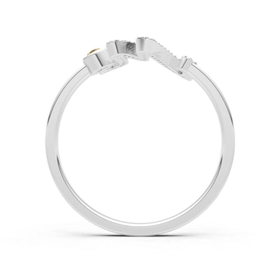Dainty Initial Letter Birthstone Open Ring – M