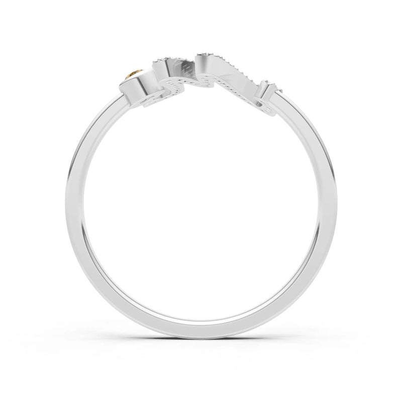 Dainty Initial Letter Birthstone Open Ring – M