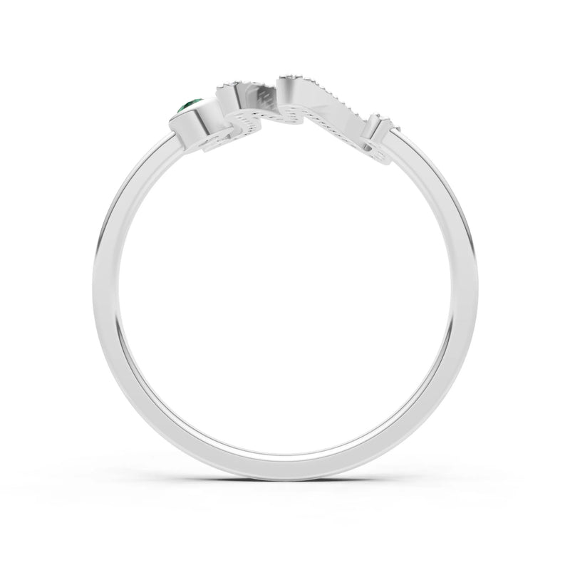 Dainty Initial Letter Birthstone Open Ring – M