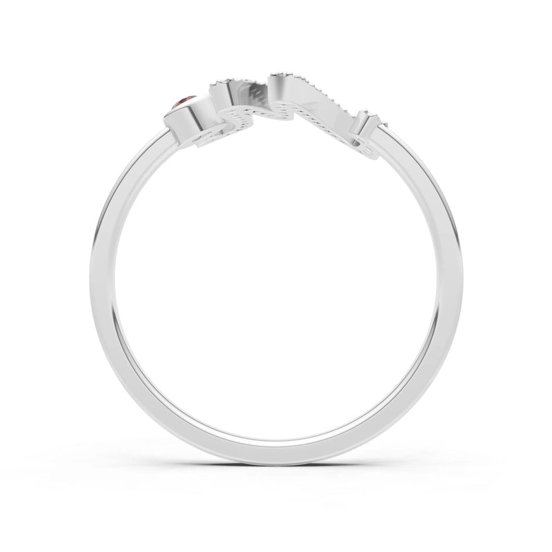 Dainty Initial Letter Birthstone Open Ring – M