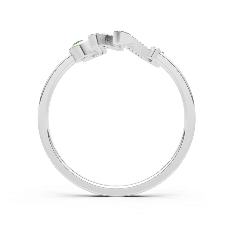 Dainty Initial Letter Birthstone Open Ring – M