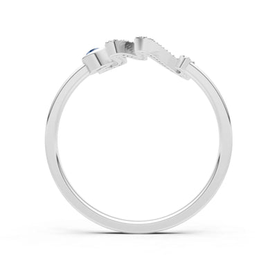 London Blue Topaz Dainty Initial Letter Birthstone Open Ring – M