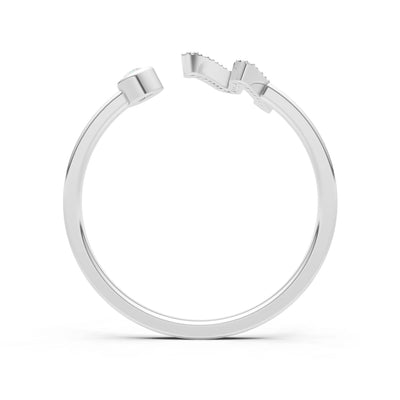 Dainty Initial Letter Birthstone Open Ring – N