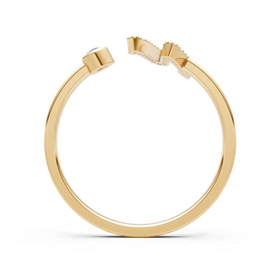 Dainty Initial Letter Birthstone Open Ring – N