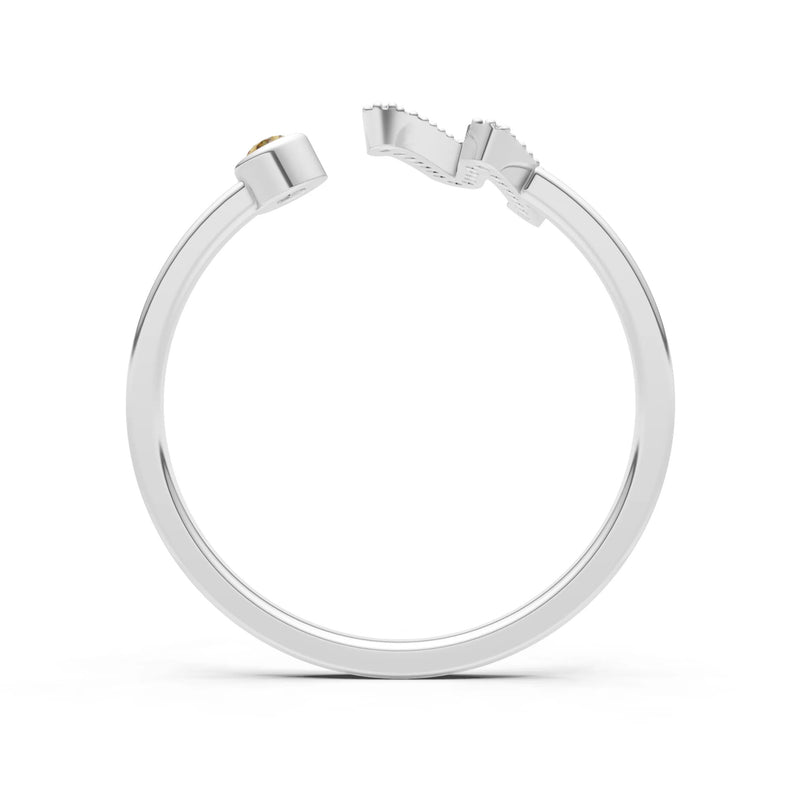 Dainty Initial Letter Birthstone Open Ring – N