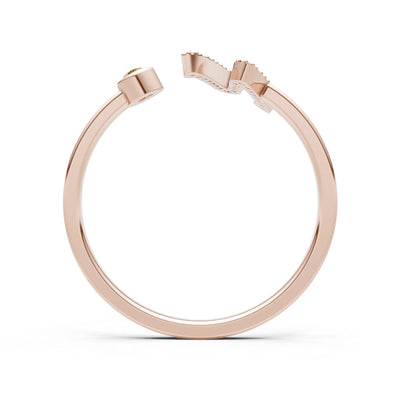 Dainty Initial Letter Birthstone Open Ring – N