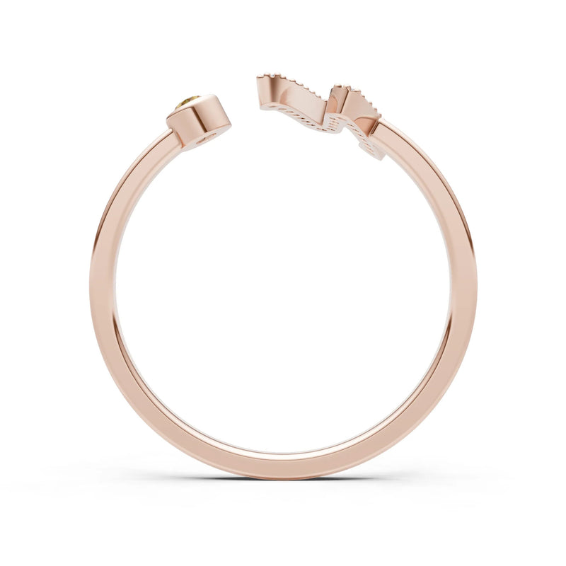 Dainty Initial Letter Birthstone Open Ring – N