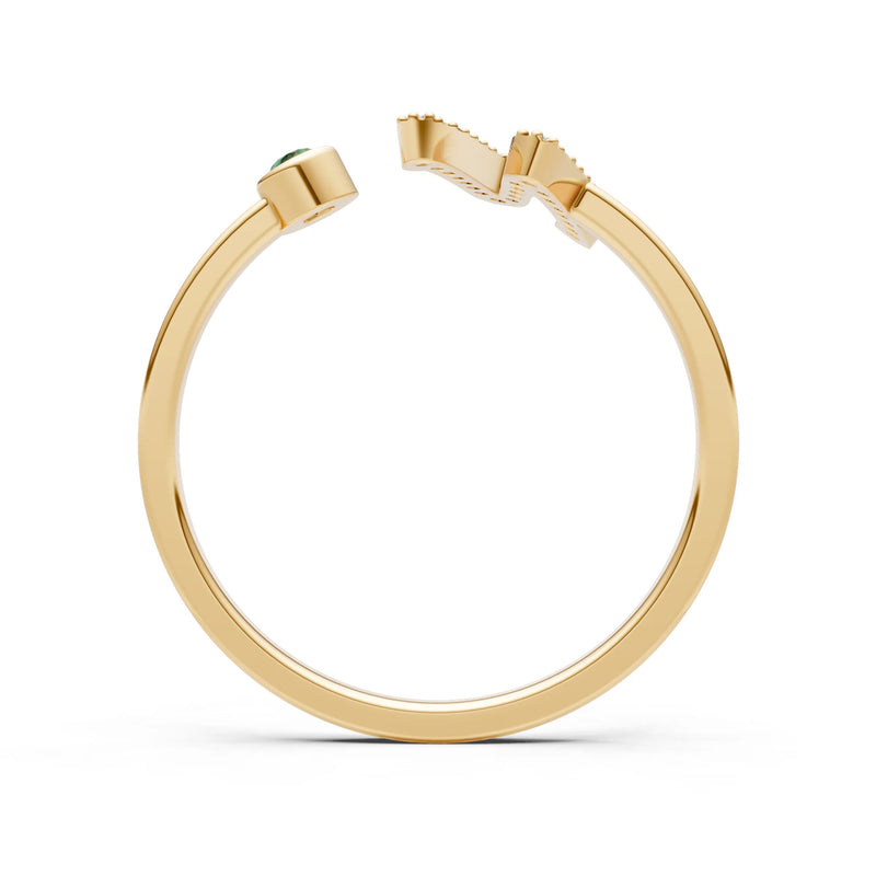 Dainty Initial Letter Birthstone Open Ring – N