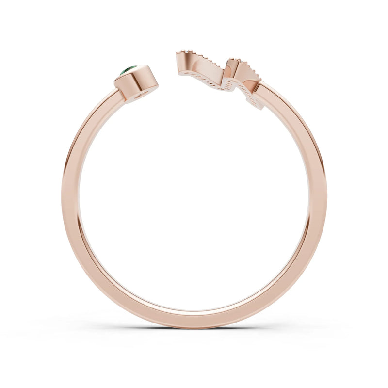 Dainty Initial Letter Birthstone Open Ring – N