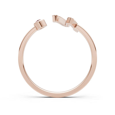Dainty Initial Letter Birthstone Open Ring – N