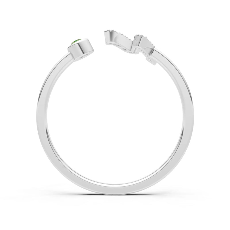 Dainty Initial Letter Birthstone Open Ring – N